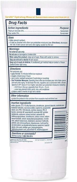 CeraVe 100% Mineral Sunscreen SPF 30 with Zinc Oxide & Titanium Dioxide, Hyaluronic Acid & Ceramides, Oil Free, Non-Greasy, Hydrating Mineral Sunscreen For Body, 5 oz - Image 11