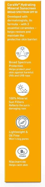 CeraVe 100% Mineral Sunscreen SPF 50, Face sunscreen With Zinc Oxide & Titanium Dioxide, Hyaluronic Acid + Niacinamide + Ceramides, Oil Free, Travel Size 2.5 oz - Image 14