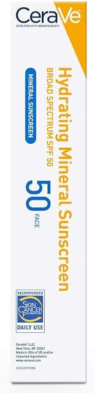 CeraVe 100% Mineral Sunscreen SPF 50, Face sunscreen With Zinc Oxide & Titanium Dioxide, Hyaluronic Acid + Niacinamide + Ceramides, Oil Free, Travel Size 2.5 oz - Image 15