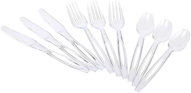 Glad Clear Disposable Cutlery Set with Heavy Duty Plastic Forks, Knives, and Spoons, Reusable Dishwasher Safe Plastic Utensils for Parties and Everyday Use, 240 Count - Image 4