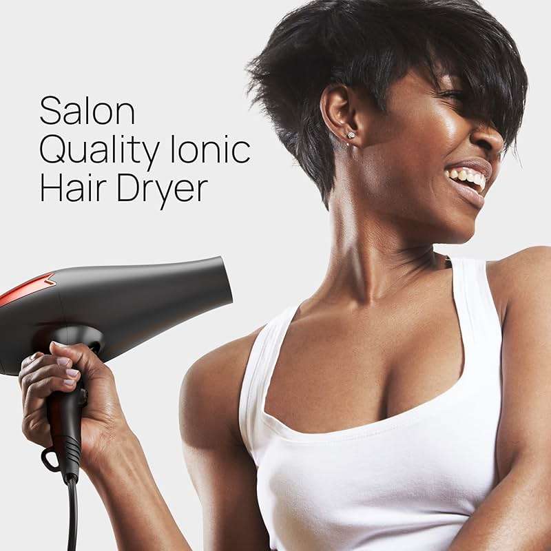 TREZORO Professional Hair Dryer, Ionic Ceramic Tourmaline Technology, 2000W Fast Quiet Drying, with Narrow & Wide Concentrator Nozzles, 3 Heat & 2 Speed Settings, Cool Shot Button, Black - Image 2