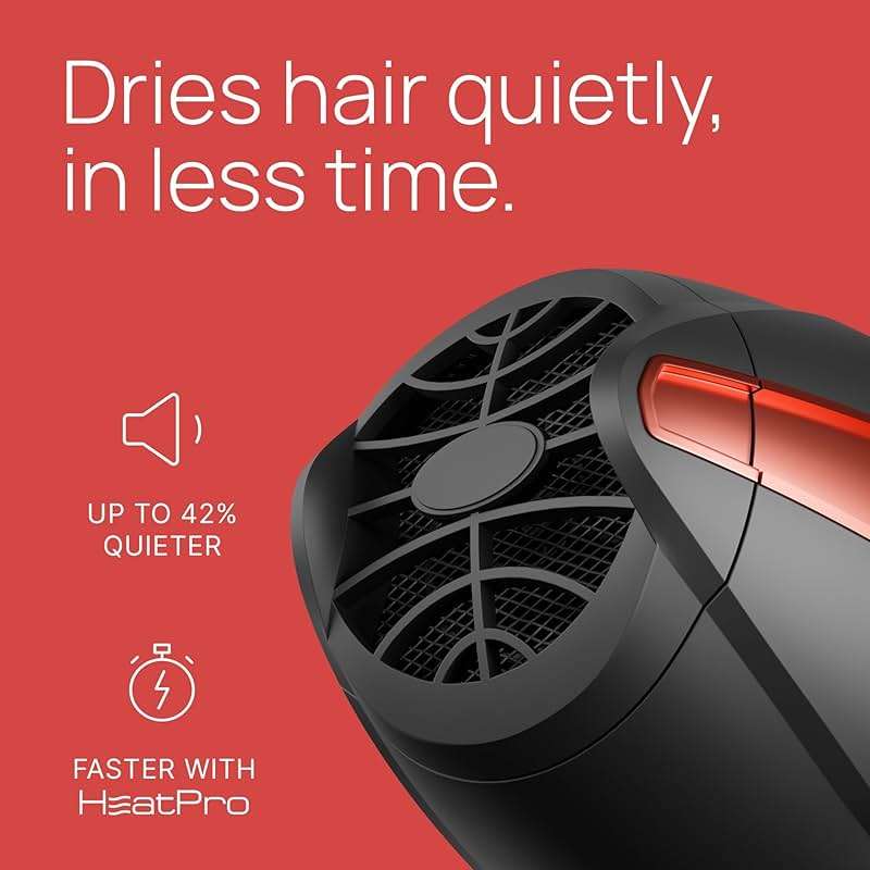 TREZORO Professional Hair Dryer, Ionic Ceramic Tourmaline Technology, 2000W Fast Quiet Drying, with Narrow & Wide Concentrator Nozzles, 3 Heat & 2 Speed Settings, Cool Shot Button, Black - Image 3