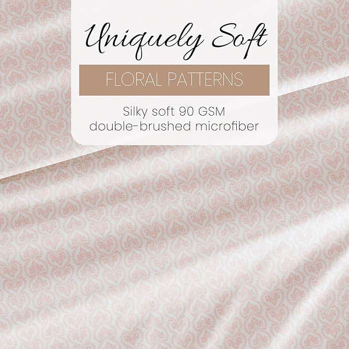 Linen Market Patterned Microfiber Queen Sheet Set 4 Piece – Oeko-TEX Certified Ultra Soft & Wrinkle-Free - 16" Deep Pocket Sheets - Easy Care Queen Size - Classic in Pink - Image 6