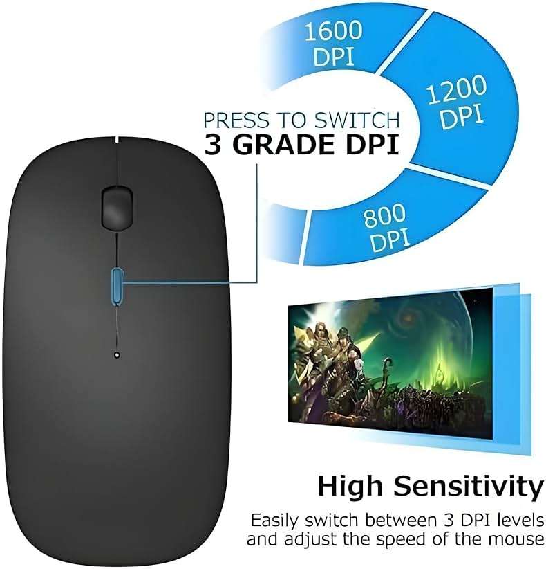 ZERU Bluetooth Mouse,Rechargeable Wireless Mouse for MacBook Pro/MacBook Air/Laptop/PC/Mac/iPad pro/Computer,Bluetooth 5.3/3.0 and 2.4GHz USB Type-C - Image 5