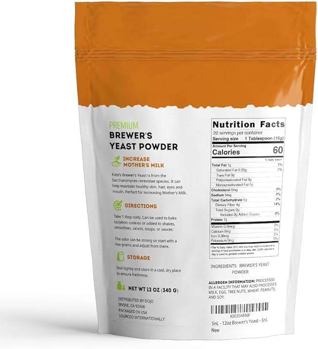 Kate Naturals Brewers Yeast Powder for Lactation Support & Nursing Moms. Debittered Brewer's Yeast for Lactation Cookies & Lactation Supplement (12oz, Gluten Free, Non-GMO) - Image 5