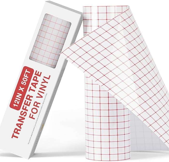 YRYM HT Clear Vinyl Transfer Paper Tape Roll-12 x 50 FT w/Alignment Grid Application Tape for Silhouette Cameo, Adhesive Vinyl for Decals, Signs, Windows, Stickers - Image 1