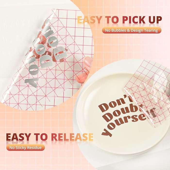 YRYM HT Clear Vinyl Transfer Paper Tape Roll-12 x 50 FT w/Alignment Grid Application Tape for Silhouette Cameo, Adhesive Vinyl for Decals, Signs, Windows, Stickers - Image 5