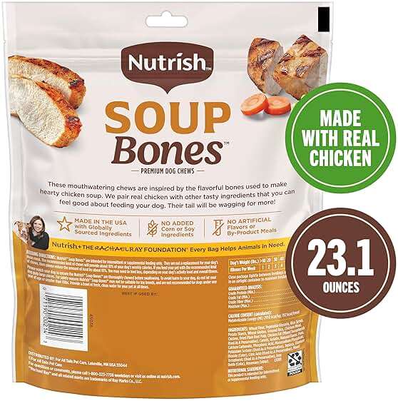 Nutrish Soup Bones Premium Dog Chews with Real Chicken and Veggies, 11 Chews, Packaging May Vary (Rachael Ray) - Image 3