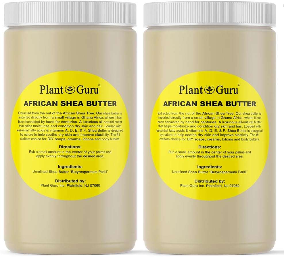 Plant Guru Raw African Shea Butter 32 oz. (2 Pack) Bulk 100% Pure Natural Unrefined IVORY - Ideal Moisturizer For Dry Skin, Body, Face And Hair Growth. Great For DIY Soap and Lip balm Making. - Image 1
