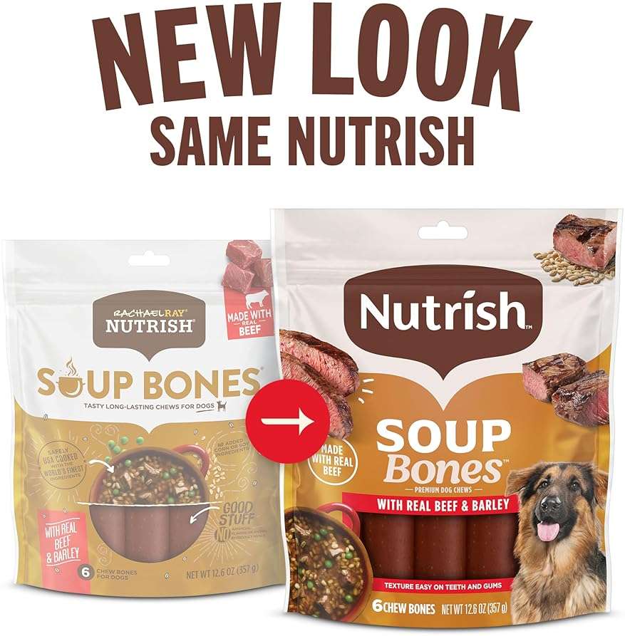 Nutrish Soup Bones Premium Dog Chews with Real Beef and Barley, 11 Chews, Packaging May Vary (Rachael Ray) - Image 2