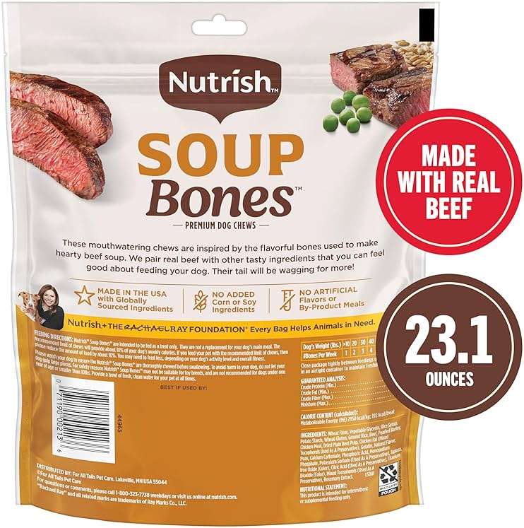 Nutrish Soup Bones Premium Dog Chews with Real Beef and Barley, 11 Chews, Packaging May Vary (Rachael Ray) - Image 3