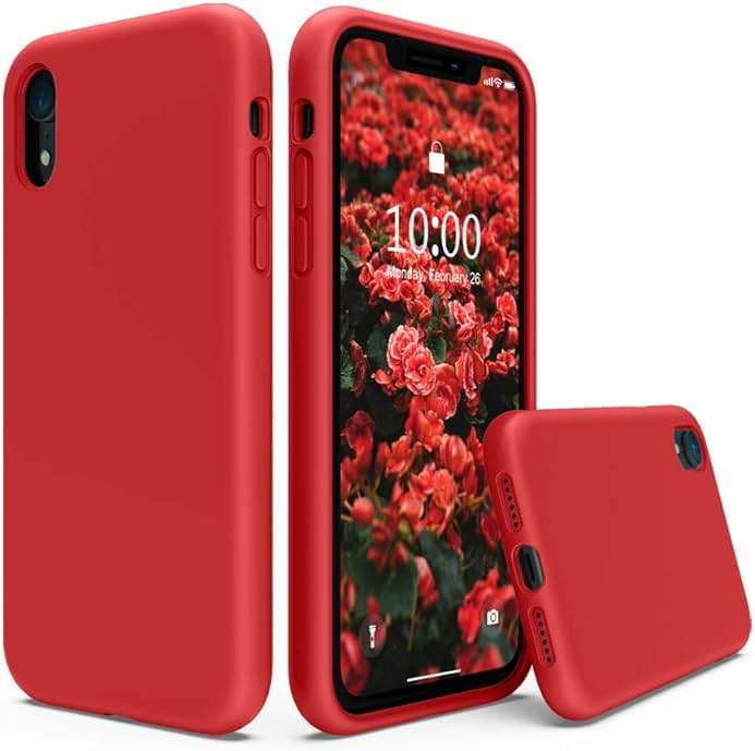 SURPHY Compatible with iPhone XR Case, Thickened Liquid Silicone Phone Case (with Microfiber Lining) for iPhone XR 6.1 inches, Red - Image 1