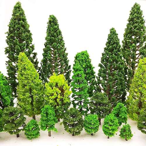 36 Pieces 1.36-6 inch Mixed Model Trees Train Scenery Architecture Tree Fake Trees for DIY Crafts, Building Model, Scenery Landscape Natural Green - Image 1
