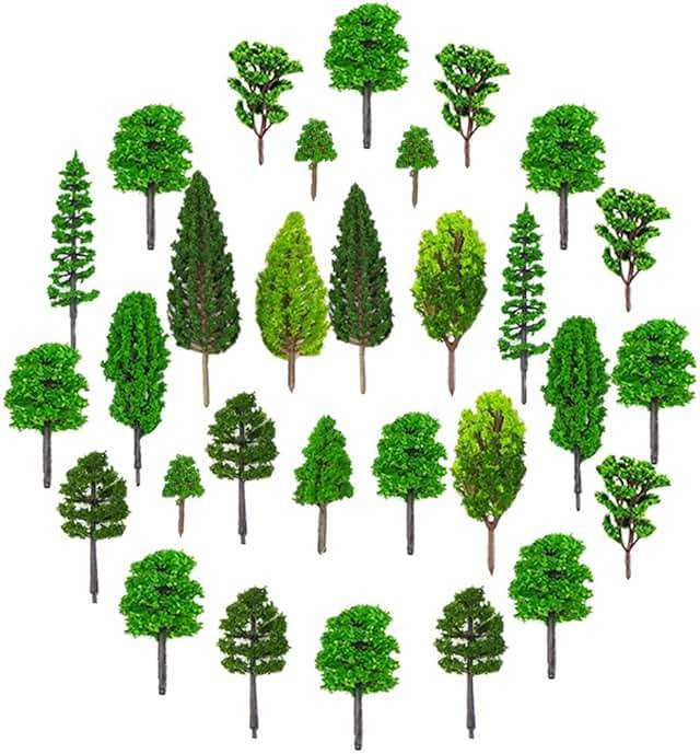 36 Pieces 1.36-6 inch Mixed Model Trees Train Scenery Architecture Tree Fake Trees for DIY Crafts, Building Model, Scenery Landscape Natural Green - Image 4