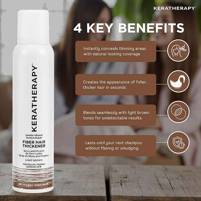 Keratherapy Keratin Infused Perfect Match Fiber Hair Thickener Spray, Light Brown, 4 fl. oz., 140 ml - Volumizing, Thickening, & Concealing Hairspray for Scalp Coverage, Roots & Thinning Areas - Image 3