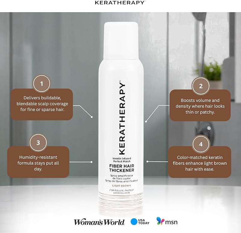 Keratherapy Keratin Infused Perfect Match Fiber Hair Thickener Spray, Light Brown, 4 fl. oz., 140 ml - Volumizing, Thickening, & Concealing Hairspray for Scalp Coverage, Roots & Thinning Areas - Image 4