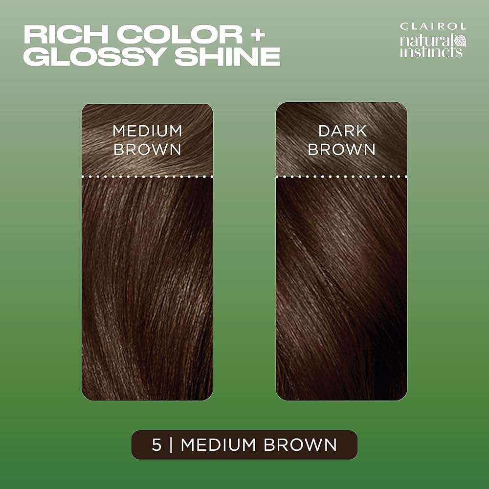 Clairol Natural Instincts Demi-Permanent Hair Dye, 5 Medium Brown | Ammonia‑Free, Vegan Hair Color with Coconut Oil & Aloe Vera | Pack of 1 - Image 5