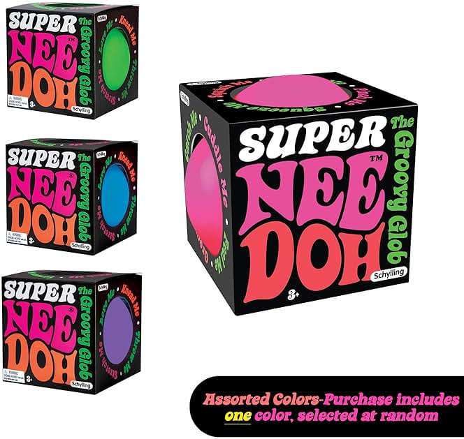 Schylling Brand Original Super Nee Doh Stress Ball Fidget Toy - Huge 4.5" in Diameter - Jumbo Squishy Squeezy Fun - Colors Assorted - Ages 3+ - Image 3