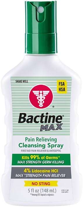 Bactine Max Pain Relieving Antiseptic Spray with Lidocaine, First Aid Pain + Itch Relief, No-Sting, Kills 99% of Germs*, 5oz - Image 1