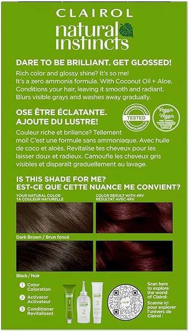 Clairol Natural Instincts Demi-Permanent Hair Dye, 4RV Dark Burgundy | Ammonia‑Free, Vegan Hair Color with Coconut Oil & Aloe Vera | Pack of 1 - Image 2