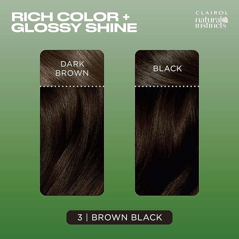 Clairol Natural Instincts Demi-Permanent Hair Dye, 3 Brown Black | Ammonia‑Free, Vegan Hair Color with Coconut Oil & Aloe Vera | Pack of 1 - Image 5