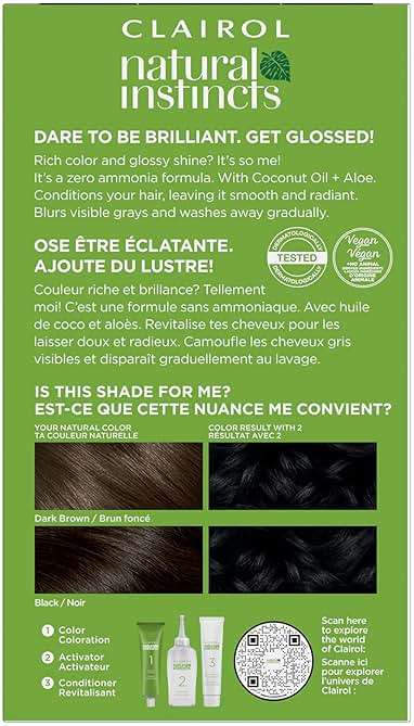 Clairol Natural Instincts Demi-Permanent Hair Dye, 2 Black | Ammonia‑Free, Vegan Hair Color with Coconut Oil & Aloe Vera | Pack of 1 - Image 2