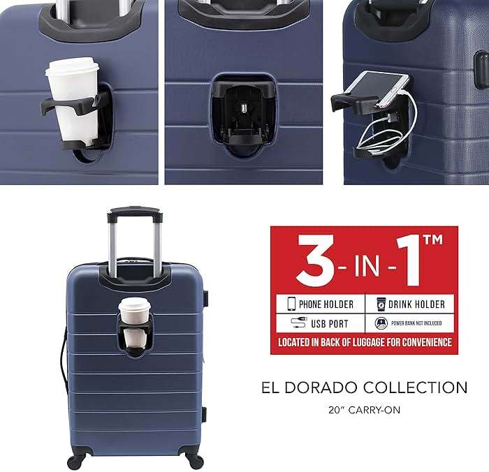 Wrangler Smart Spinner Hardside Luggage, 2 Piece Set, Navy Blue - Image 2