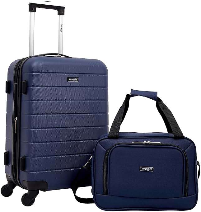 Wrangler Smart Spinner Hardside Luggage, 2 Piece Set, Navy Blue - Image 5
