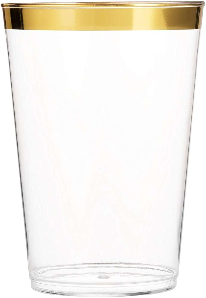 Munfix 100 Gold Plastic Cups 14 Oz Clear Tumblers Gold Rimmed Fancy Disposable Wedding Elegant Party Cups with Gold Rim - Image 3