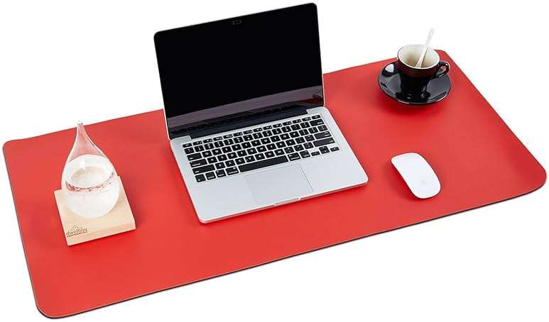 Leather Desk Mat - Reversible PU Leather, Waterproof, Non-Slip Desk Pad for Office & Home, Large Mouse Pad, Desk Organizer, Desk Blotter (36" x 17") - Black/Red - Image 1