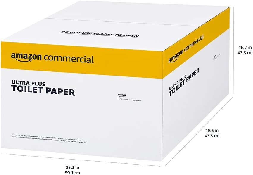 AmazonCommercial 2-Ply Ultra Plus Toilet Paper, Bath Tissue, Soft and Strong, Septic Safe, Unscented, 400 Sheets per Roll, 80 Individually Wrapped Rolls for Business Use - Image 7