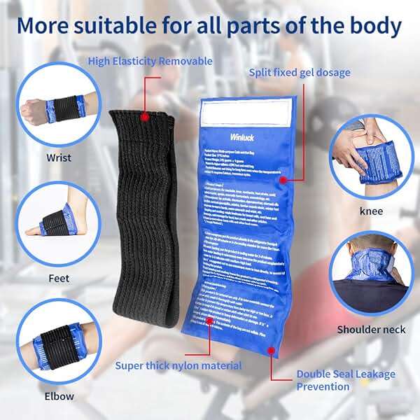 Gel Ice Packs for Injuries- Adjustable Wrap for Pain Relief Ice Pack+Heat Pack ， Non-Toxic Smooth Reusable, Support Rehabilitation, Flexible Therapy - Shoulder, Back, Knee, Neck, Ankle, Jaw & More, - Image 2
