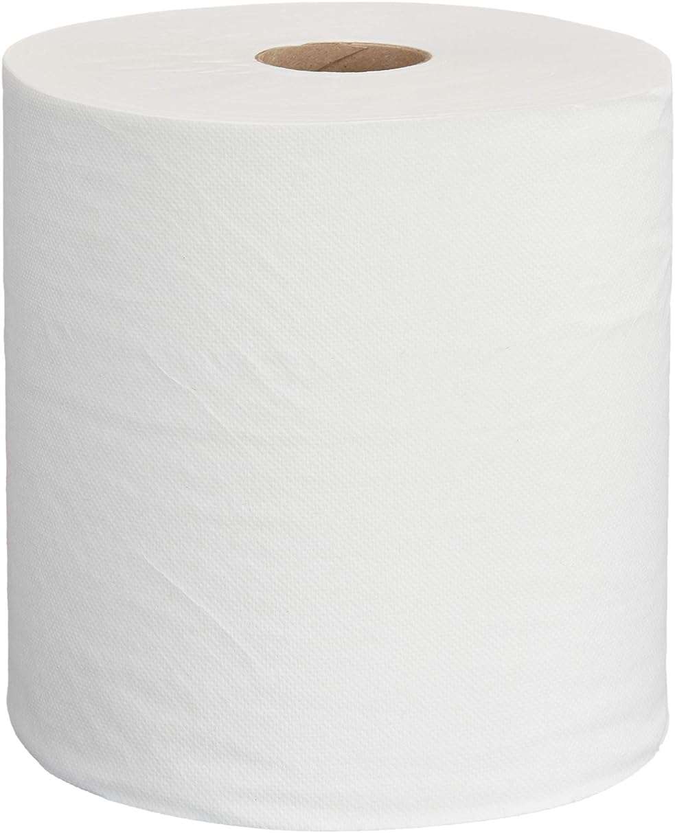 Amazon Basics 1-Ply White Hardwound Paper Towels | Bulk | High Capacity Roll | Compatible with Universal Dispensers | FSC Certified | 800 feet per Roll (6 Rolls) (Previously AmazonCommercial) - Image 1