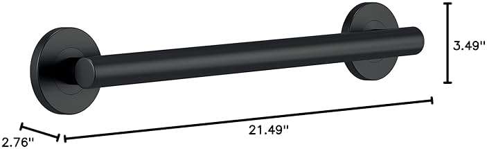 Delta Contemporary (1-Pack) 18' Shower Grab Bar ADA Compliant Matte Black 450 lb Capacity Bathroom Safety Handle for Shower, Bathtub | Wall Mounted Balance Assist, Handicap Grip 41818-BL - Image 3