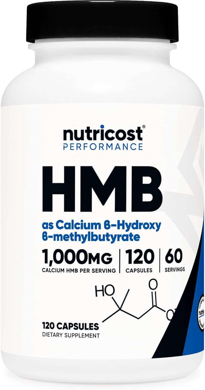 Nutricost HMB (Beta-Hydroxy Beta-Methylbutyrate) 1000mg (120 Capsules) - 500mg Per Capsule, 60 Servings - Gluten Free and Non-GMO - Image 1
