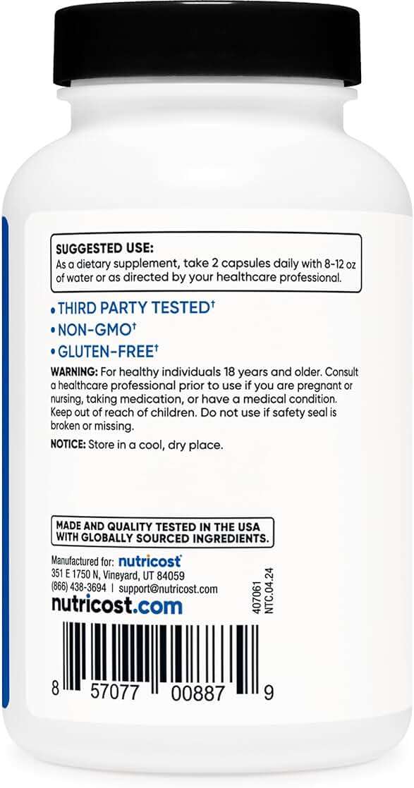 Nutricost HMB (Beta-Hydroxy Beta-Methylbutyrate) 1000mg (120 Capsules) - 500mg Per Capsule, 60 Servings - Gluten Free and Non-GMO - Image 4