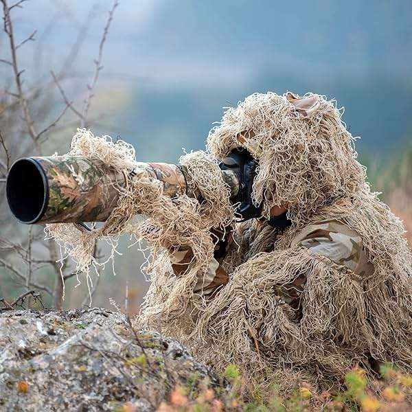 AUSCAMOTEK Ghillie Suit for Men Gilly Suit for Hunting Halloween Costume Airsoft Paintball Hood Rifle Wrap Included - Image 5