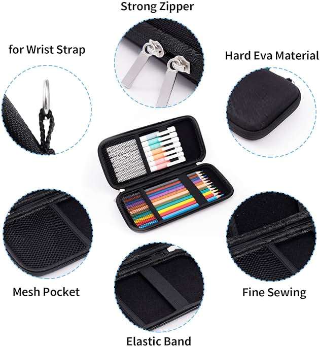 iDream365 Upgraded Hard Pencil Case Box for Adults,Durable Pen Carrying Case with Zipper-Black - Image 4
