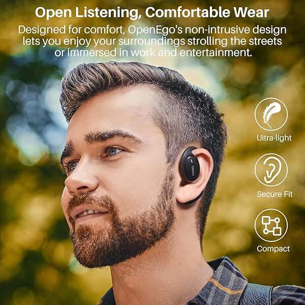 TOZO OpenEgo Open Ear Earbuds Bluetooth Headphones, 5.3 Bluetooth Sport Earbuds with Earhooks for 80Hrs Playtime,32 EQ Modes, Digital Display, Clear Calls, Comfortable Wear for Running, Work, Black - Image 6