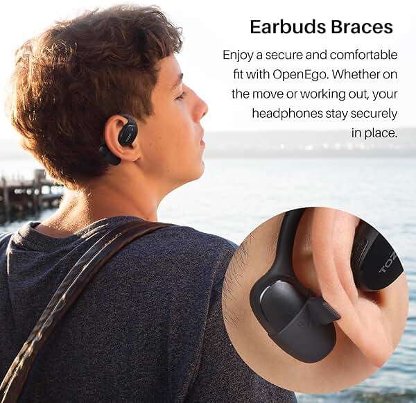 TOZO OpenEgo Open Ear Earbuds Bluetooth Headphones, 5.3 Bluetooth Sport Earbuds with Earhooks for 80Hrs Playtime,32 EQ Modes, Digital Display, Clear Calls, Comfortable Wear for Running, Work, Black - Image 8