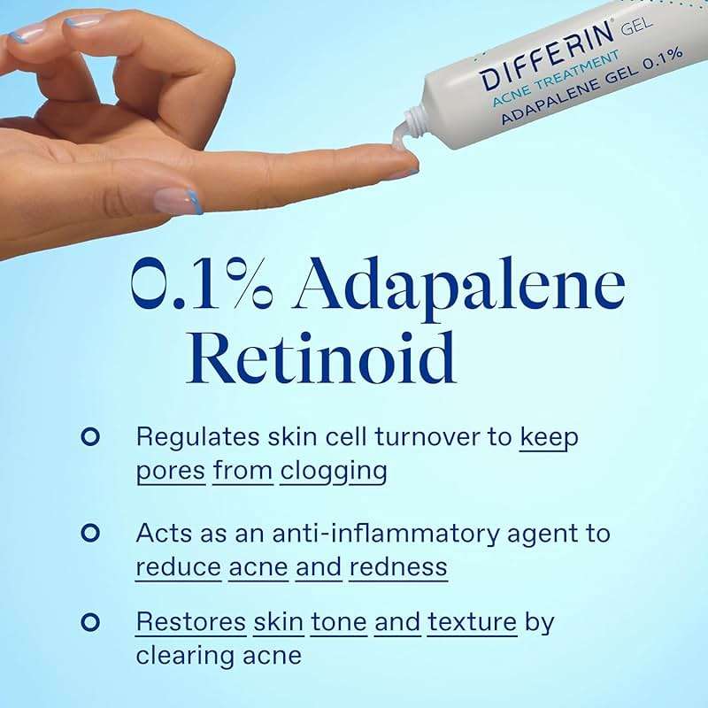Differin Acne Treatment Gel, 30 Day Supply, Retinoid Treatment for Face with 0.1% Adapalene, Gentle Skin Care for Acne Prone Sensitive Skin, 15g Tube (Packaging May Vary) - Image 7