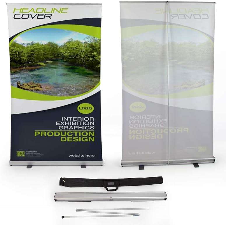 Vispronet 47in Roll Up Basic – 4.0ft x 6.9ft x 0.9ft Retractable Banner Stand - Includes a Sturdy Aluminum Base and a Padded Black Polyester Bag – Hardware Only, Print Not Included - Image 1