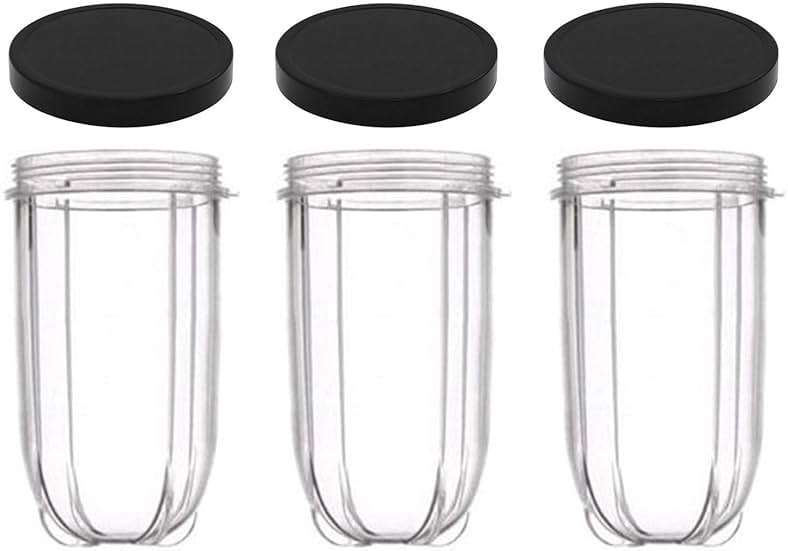 16oz Cups 6 Piece Set - 3 Replacement Cups WITH LIDS for Magic Bullet Blender LIDS INCLUDED - Image 1