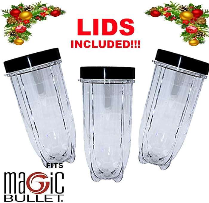 16oz Cups 6 Piece Set - 3 Replacement Cups WITH LIDS for Magic Bullet Blender LIDS INCLUDED - Image 3