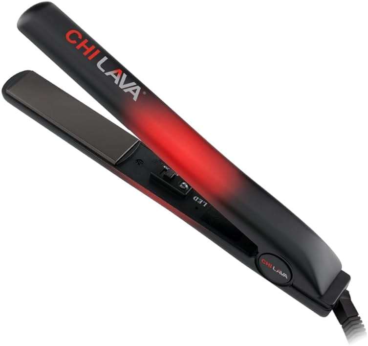 CHI Lava Ceramic 1″ Flat Iron Hair Straightener, Volcanic Lava Ceramic Plates for Smooth, Even Styling, 11 ft Swivel Cord, Heat-Stable Hair Flat Iron for All Types - Image 1
