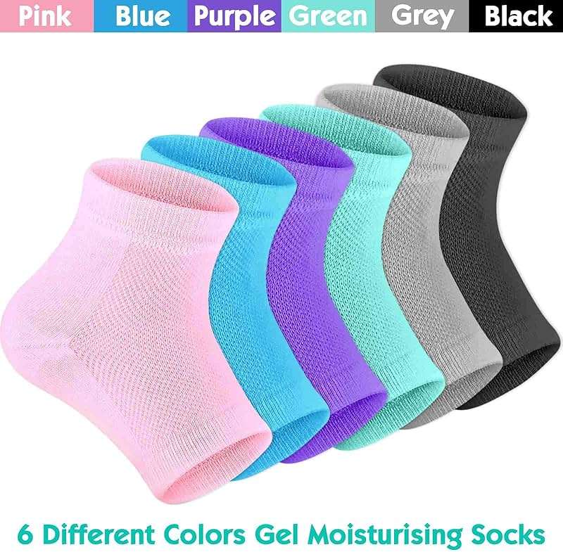 Selizo 6 Pairs Heel Moisturizing Socks Open Toe Socks Cracked Gel Heel Socks Foot Toeless Heel Repair Socks for Women Dry Hard Cracked Feet, 6 Colors - Image 2