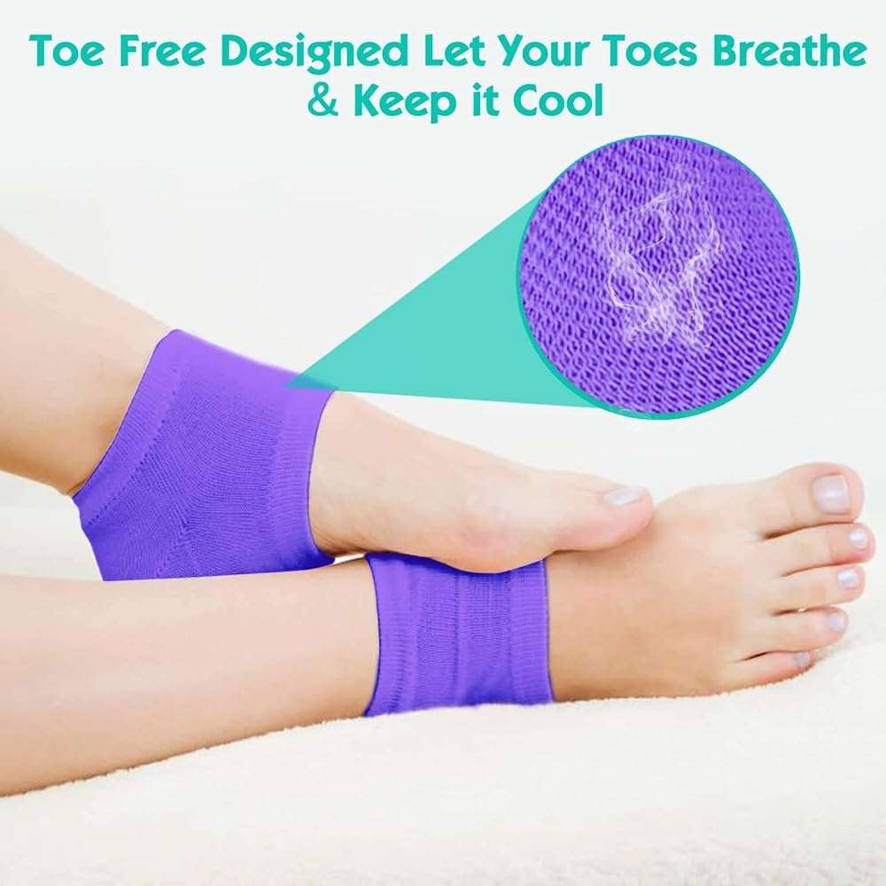 Selizo 6 Pairs Heel Moisturizing Socks Open Toe Socks Cracked Gel Heel Socks Foot Toeless Heel Repair Socks for Women Dry Hard Cracked Feet, 6 Colors - Image 5