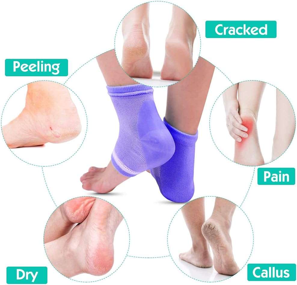 Selizo 6 Pairs Heel Moisturizing Socks Open Toe Socks Cracked Gel Heel Socks Foot Toeless Heel Repair Socks for Women Dry Hard Cracked Feet, 6 Colors - Image 6