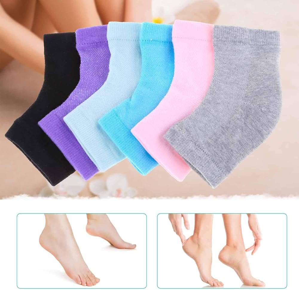 Selizo 6 Pairs Heel Moisturizing Socks Open Toe Socks Cracked Gel Heel Socks Foot Toeless Heel Repair Socks for Women Dry Hard Cracked Feet, 6 Colors - Image 7