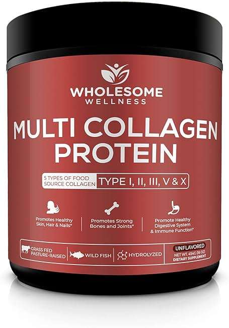 Wholesome Wellness Premium Multi Collagen Peptides Powder for Women and Men | 5 Types of Hydrolyzed Collagen | Grass-Fed, Non-GMO & Unflavored | Pure Protein for Youthful Skin & Joint Recovery - Image 1